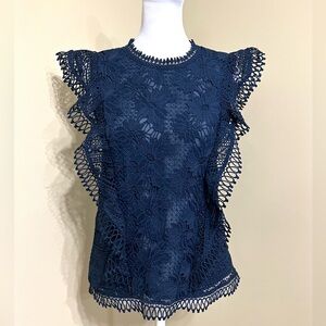 NWOT Guest Editor Lace Short Sleeve Blouse.